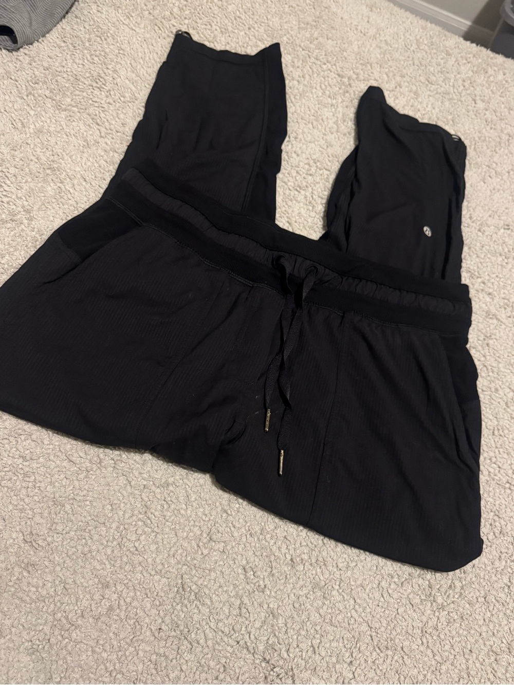 Black Ribbed Drawstring Lululemon Pants